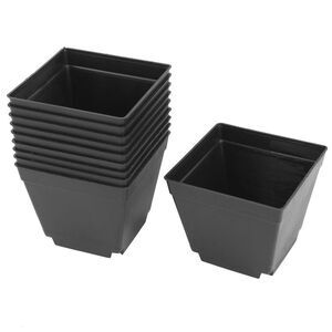 Plastic Coffee Shop Decor Square Plant Pot Saucer Holder 4"x4" 10pcs Black